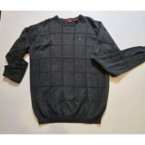 IZOD Men Sweater XLT Gray Tight Knit Crew Neck Long Sleeve 100% Cotton Logo Tall